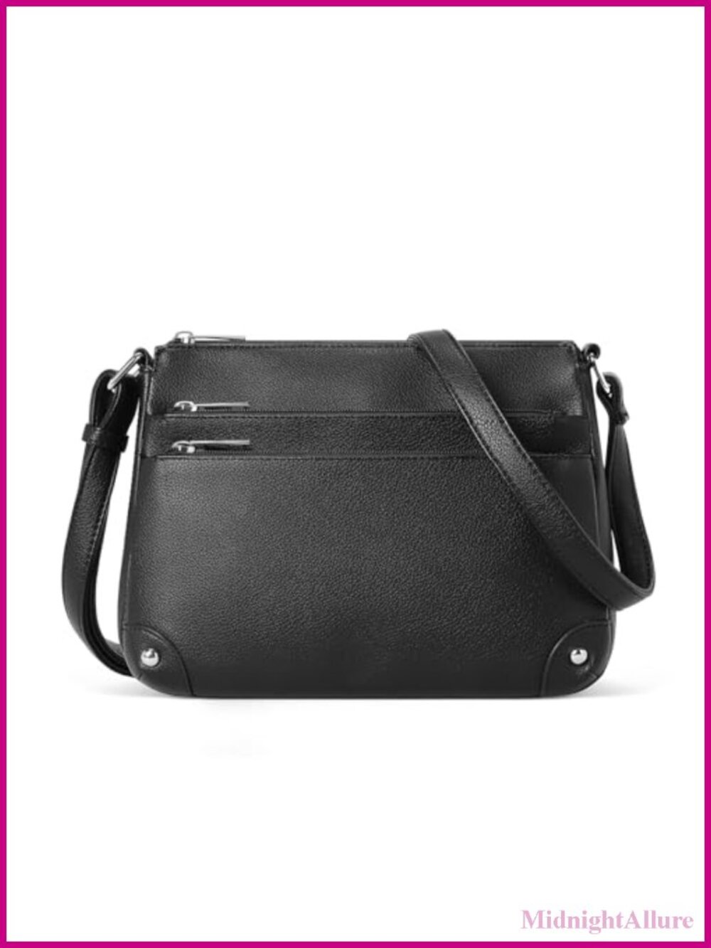 WESTBRONCO Vegan Leather Crossbody Bag Multi Zip Pockets Medium Satchel